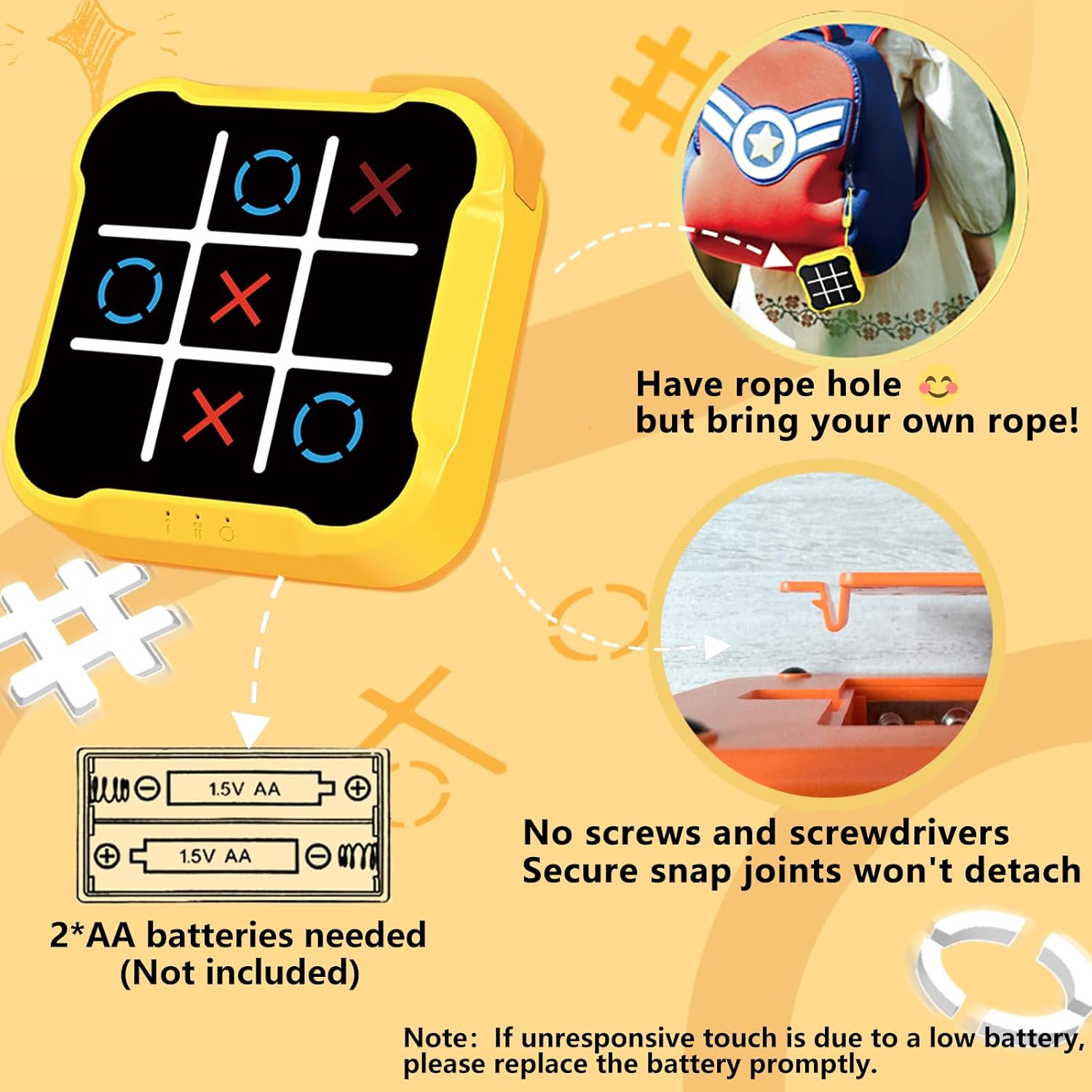 4-in-1 Tic Tac Toe, Portable Sensory Puzzle Game