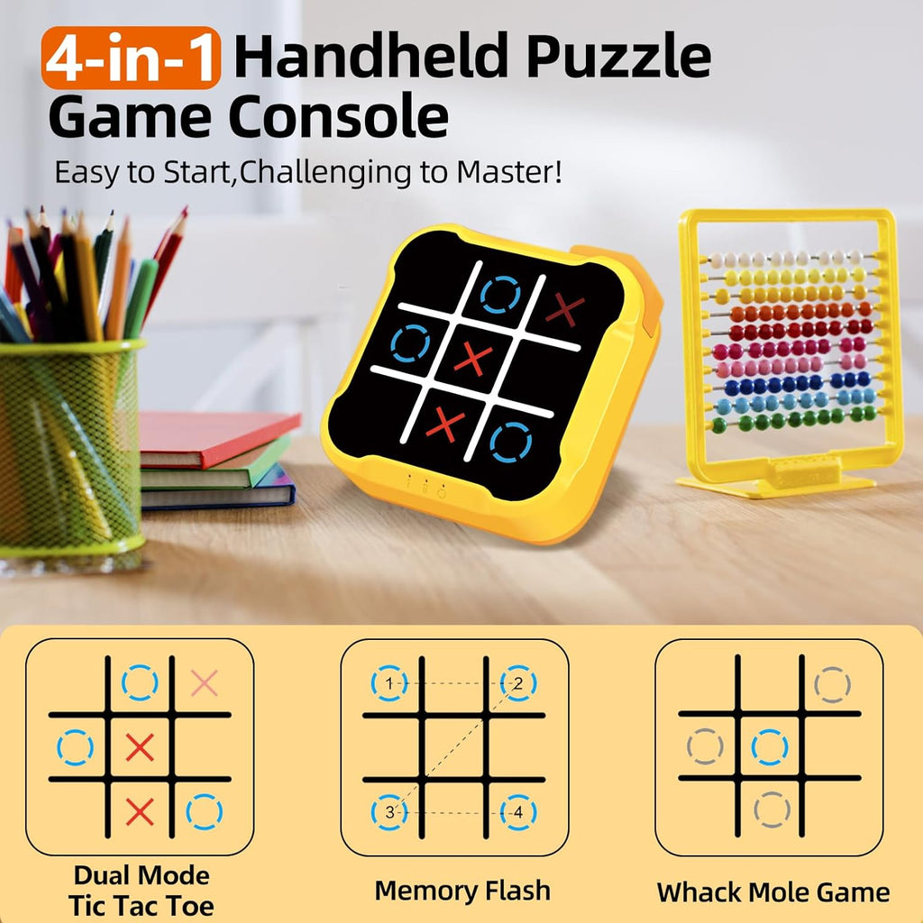 4-in-1 Tic Tac Toe, Portable Sensory Puzzle Game