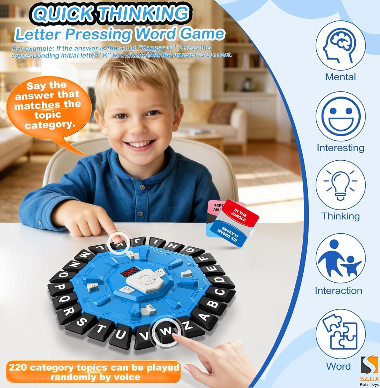 Word Game: 220 Topic Categories, 24 Letters Pressing Games